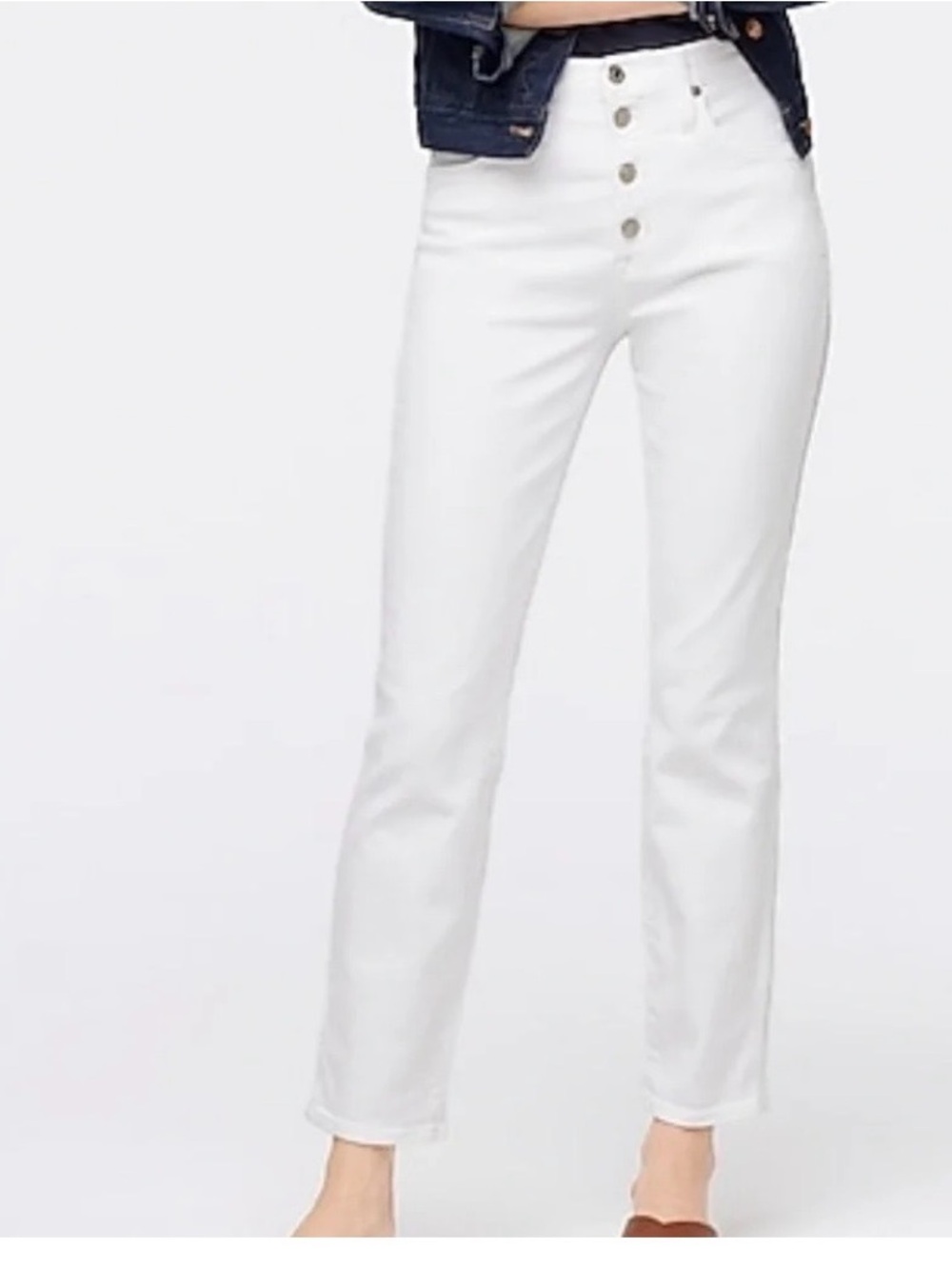 J.Crew High-Rise Vintage Straight White Button-Fly Jeans